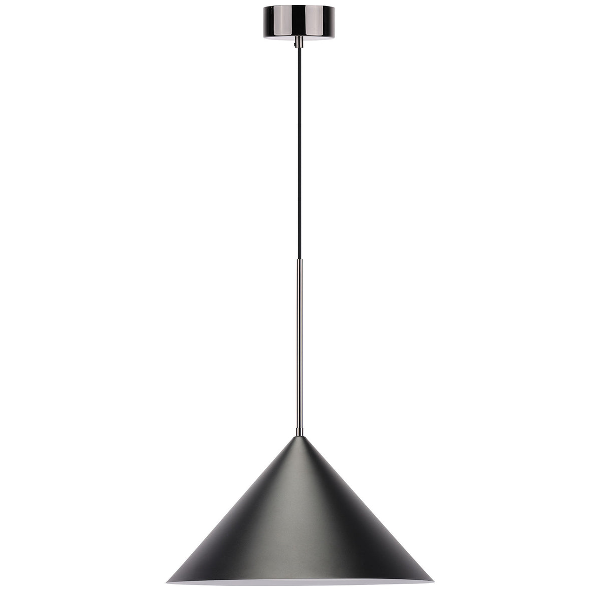 Watt&Veke Kuro pendel på 45 cm med sort metalskærm og sort krom