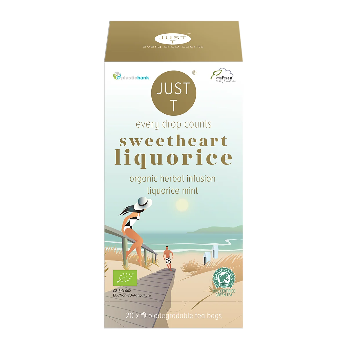 Just T Sweetheart Liquorice brev te med lakrids og frisk mynte