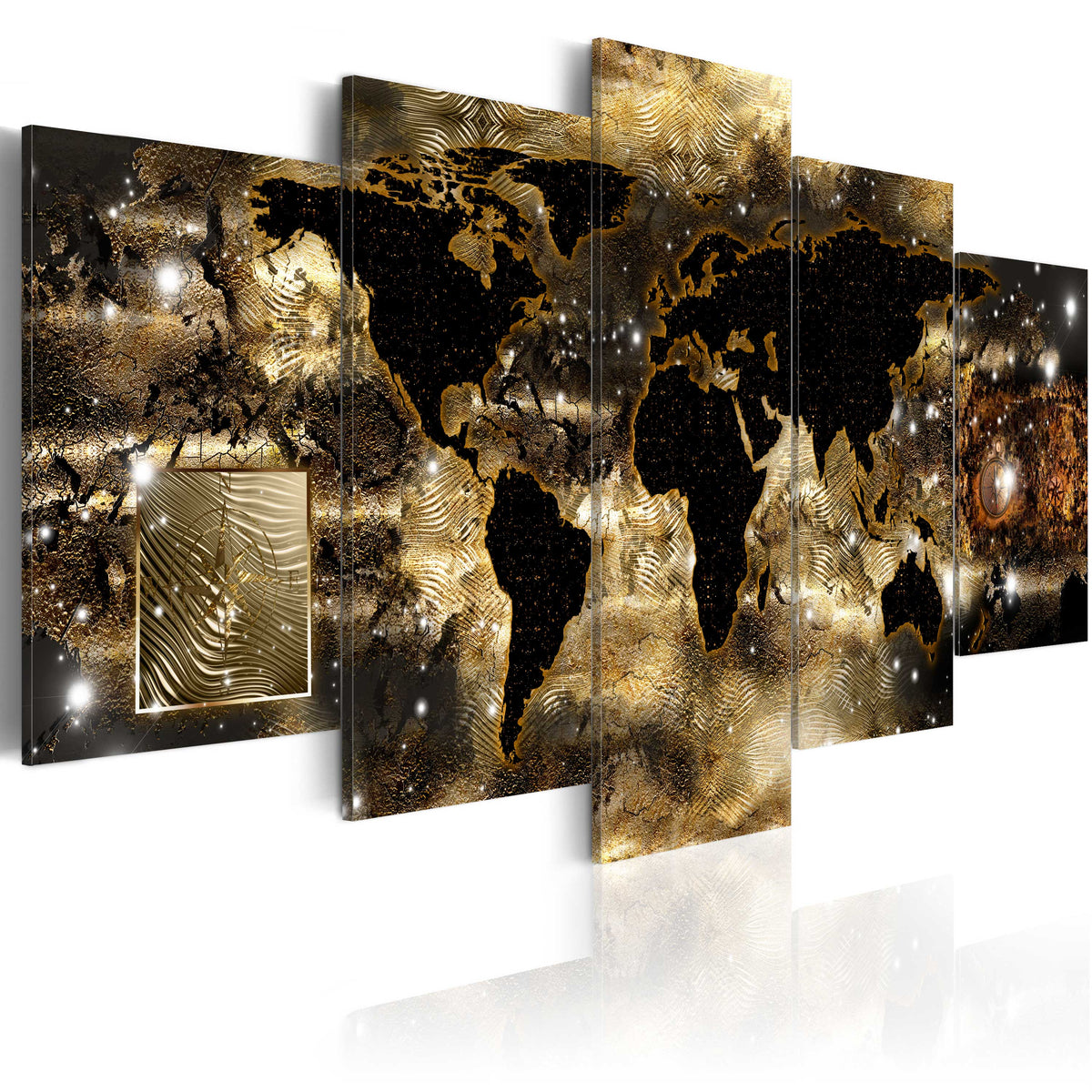 Se ARTGEIST verdenskort trykt på lærred - Continents of bronze, 5-delt - Flere størrelser 100x50 ❤ Kæmpe udvalg i Artgeist - Køb online på udsalg og tilbud lige nu ❤ Billig fragt • Hurtig levering - Varenummer: Boboonline-65757-16305 og barcode / Ean: 5903143941740 på lager - Udsalg på Interiør,Billeder og andet til væggen,Verdenskort Spar helt op til 57% - Stort udsalg på over 739 brands