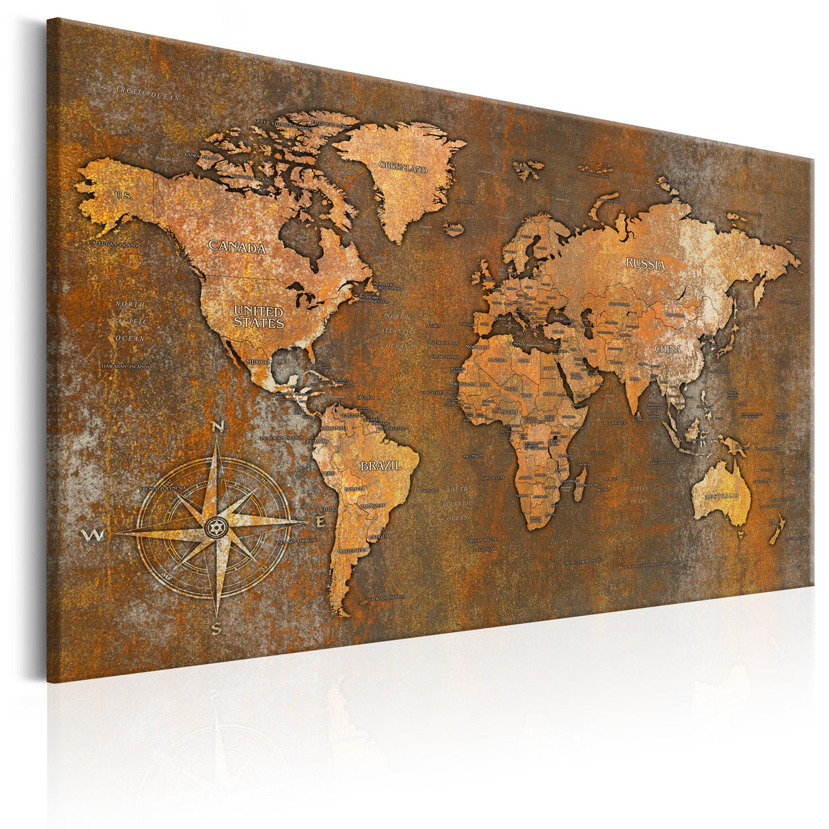 Se ARTGEIST Rusty World - Verdenskort i rustet stål trykt på lærred - Flere størrelser 120x80 ❤ Kæmpe udvalg i Artgeist - Køb online på udsalg og tilbud lige nu ❤ Meget billig fragt og hurtig levering: 1 - 2 hverdage - Varenummer: Boboonline-56402-14448 og barcode / Ean: 5903301935857 på lager - Udsalg på Interiør,Billeder og andet til væggen,Verdenskort Spar op til 51% - Over 785 kendte brands på udsalg