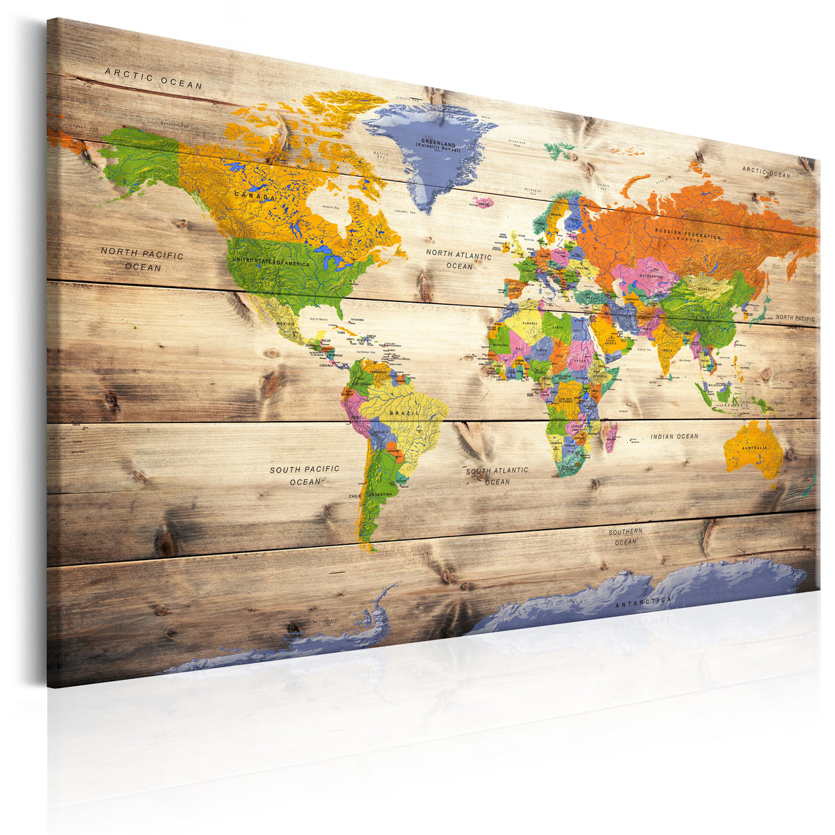 Se ARTGEIST Map on wood: Colourful Travels - Farverigt klassisk kort trykt på lærred - Flere størrelser 60x40 ❤ Kæmpe udvalg i Artgeist - Køb online på udsalg og tilbud lige nu ❤ Meget billig fragt og hurtig levering: 1 - 2 hverdage - Varenummer: Boboonline-56376-14373 og barcode / Ean: 5903301935550 på lager - Udsalg på Interiør,Billeder og andet til væggen,Verdenskort Spar op til 51% - Over 785 kendte brands på udsalg