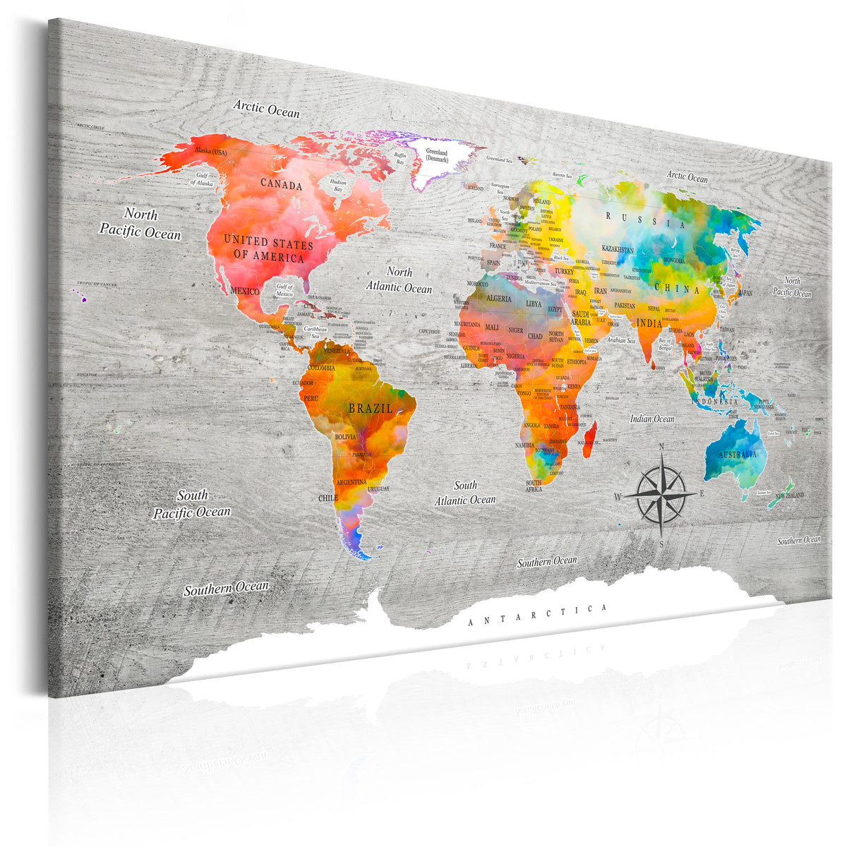 Se ARTGEIST Multicolored Travels - Farverigt verdenskort på beton trykt på lærred - Flere størrelser 90x60 ❤ Kæmpe udvalg i Artgeist - Køb online på udsalg og tilbud lige nu ❤ Meget billig fragt og hurtig levering: 1 - 2 hverdage - Varenummer: Boboonline-56409-14468 og barcode / Ean: 5903301935932 på lager - Udsalg på Interiør,Billeder og andet til væggen,Verdenskort Spar op til 51% - Over 785 kendte brands på udsalg