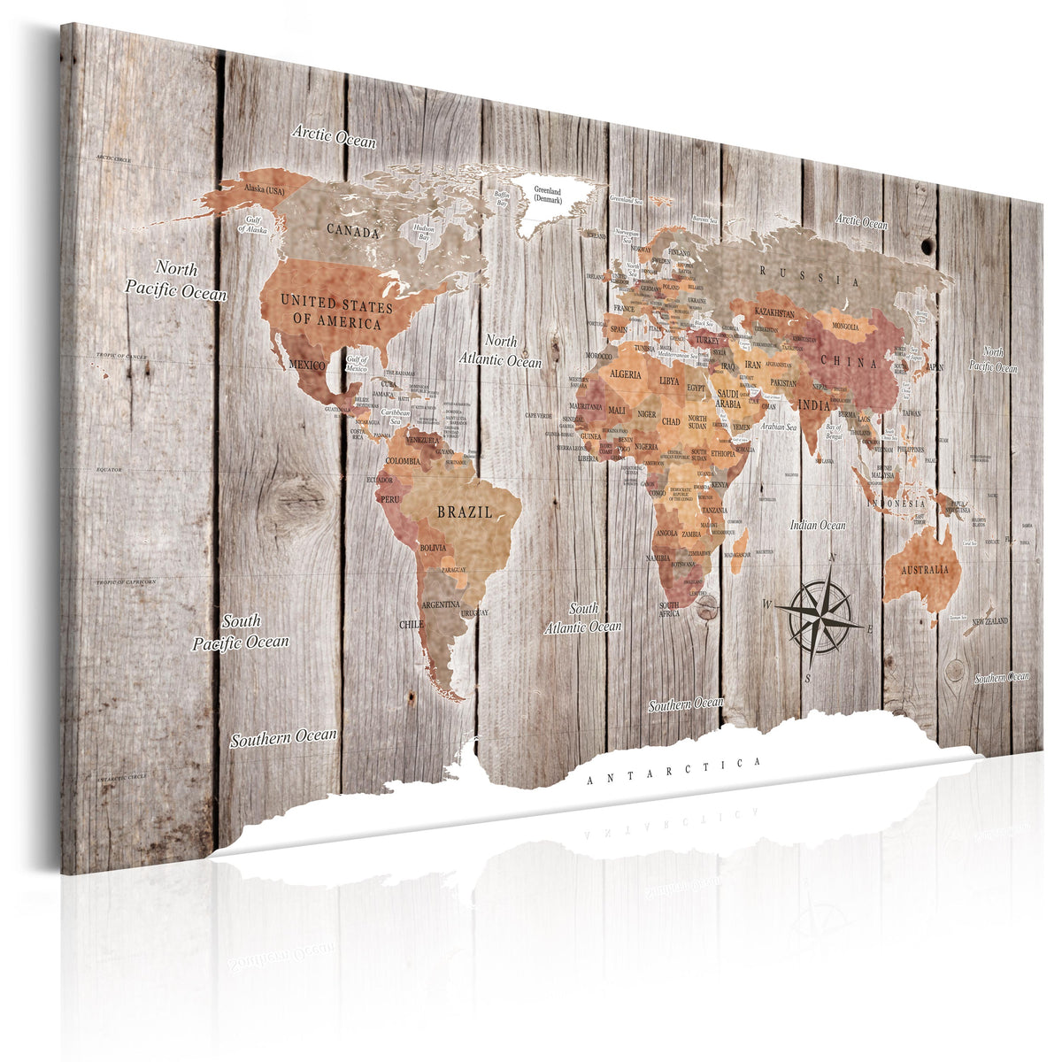 Se ARTGEIST World Map: Wooden Stories - Farverigt verdenskort på træ trykt på lærred - Flere størrelser 90x60 ❤ Kæmpe udvalg i Artgeist - Køb online på udsalg og tilbud lige nu ❤ Meget billig fragt og hurtig levering: 1 - 2 hverdage - Varenummer: Boboonline-56415-14486 og barcode / Ean: 5903301936021 på lager - Udsalg på Interiør,Billeder og andet til væggen,Verdenskort Spar op til 51% - Over 785 kendte brands på udsalg