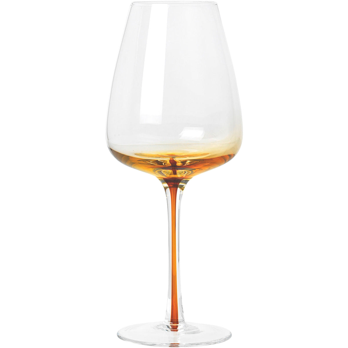 Mundblæst Amber hvidvinsglas fra Broste Copenhagen med farveovergang fra rav til klart glas