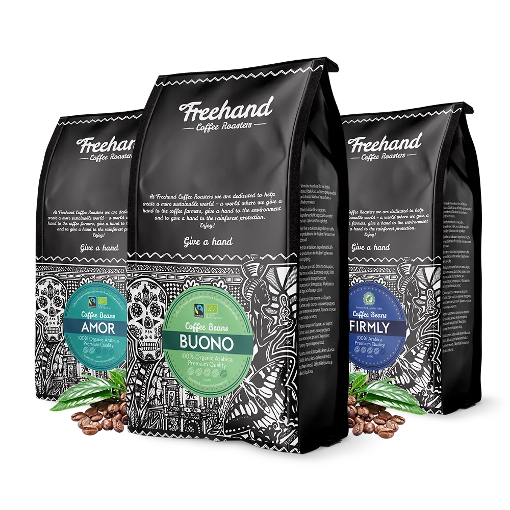 Kasse med Kaffe Favoritterne, 3 kg kaffebønner fra Freehand Coffee