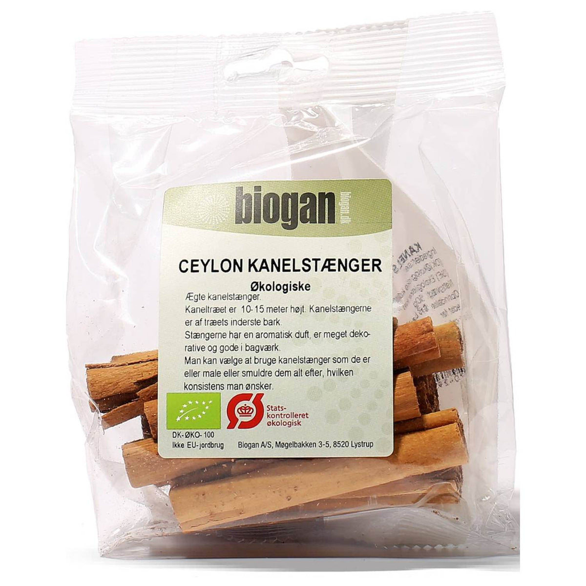 Pakke med 50 gram hel økologisk ceylonkanel fra Biogan