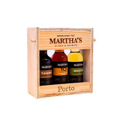 Gaveæske med tre miniature-portvine, 3 x 5 cl, fra Martha's