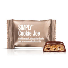 Simply Chocolate Mini Cookie Joe i flowpack med mælkechokolade og cookie-dej