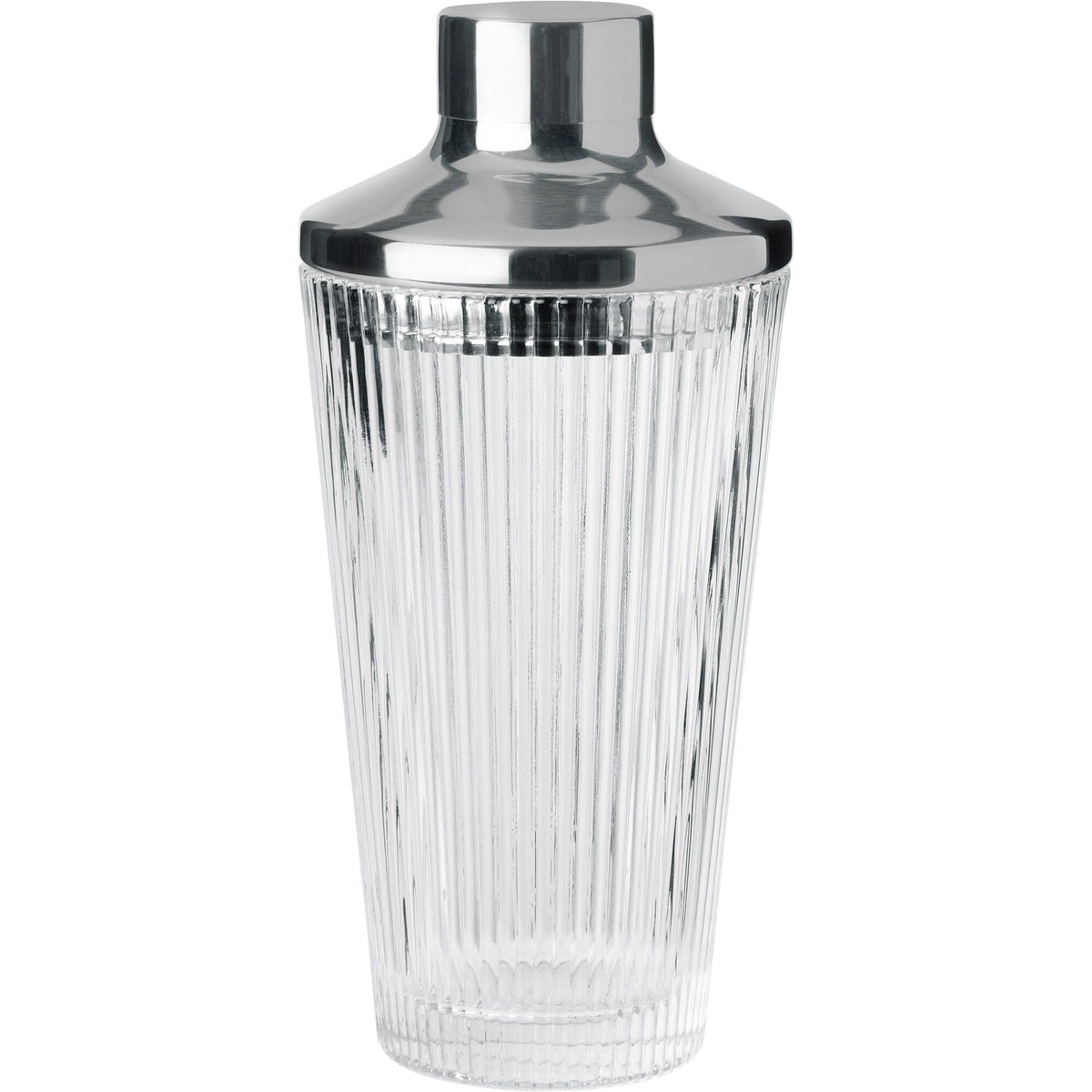 Stelton Pilastro cocktail shaker i klart riflet glas og skinnende stål, 40 cl