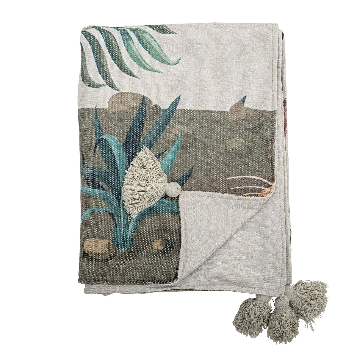 Grøn Peacock plaid i polyester med bladmønster fra Creative Collection