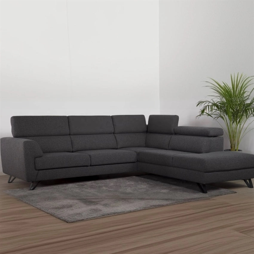 Grå Billund open end sofa i størrelse XL, højrevendt model