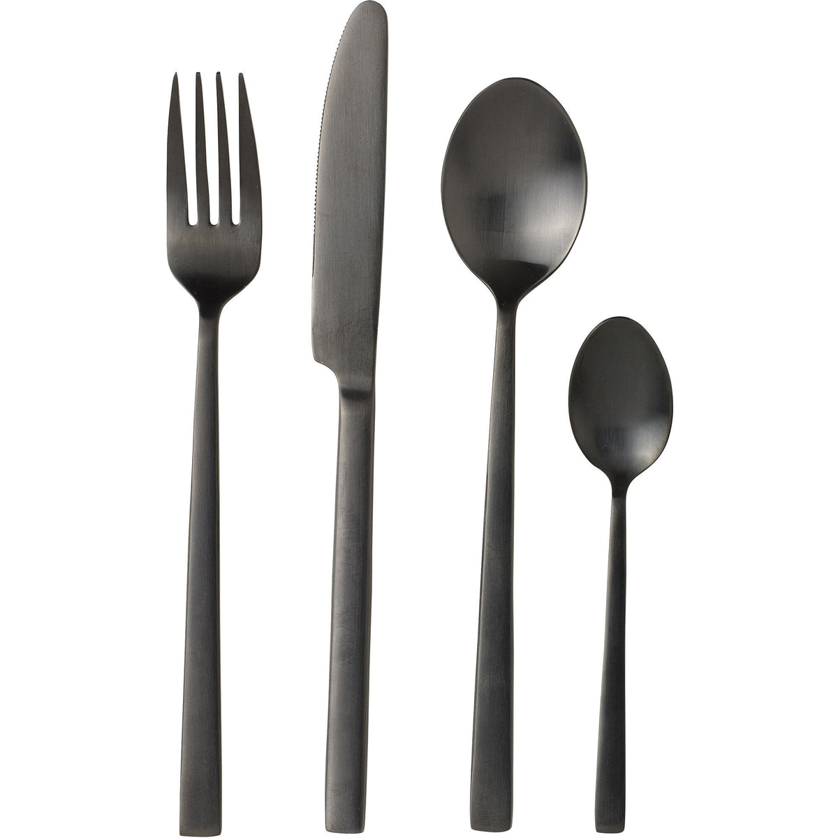 Sort Bitz bestiksæt i 16 dele med knive, gafler, skeer og teskeer