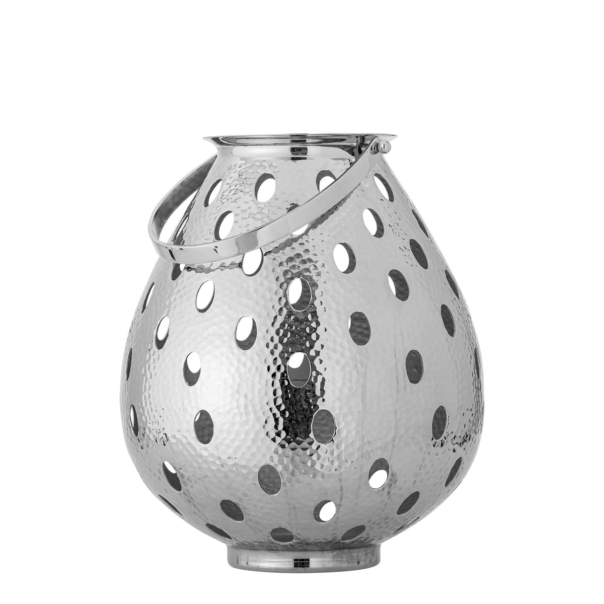 Sølvfarvet Maika lanterne i aluminium fra Bloomingville med buet håndtag