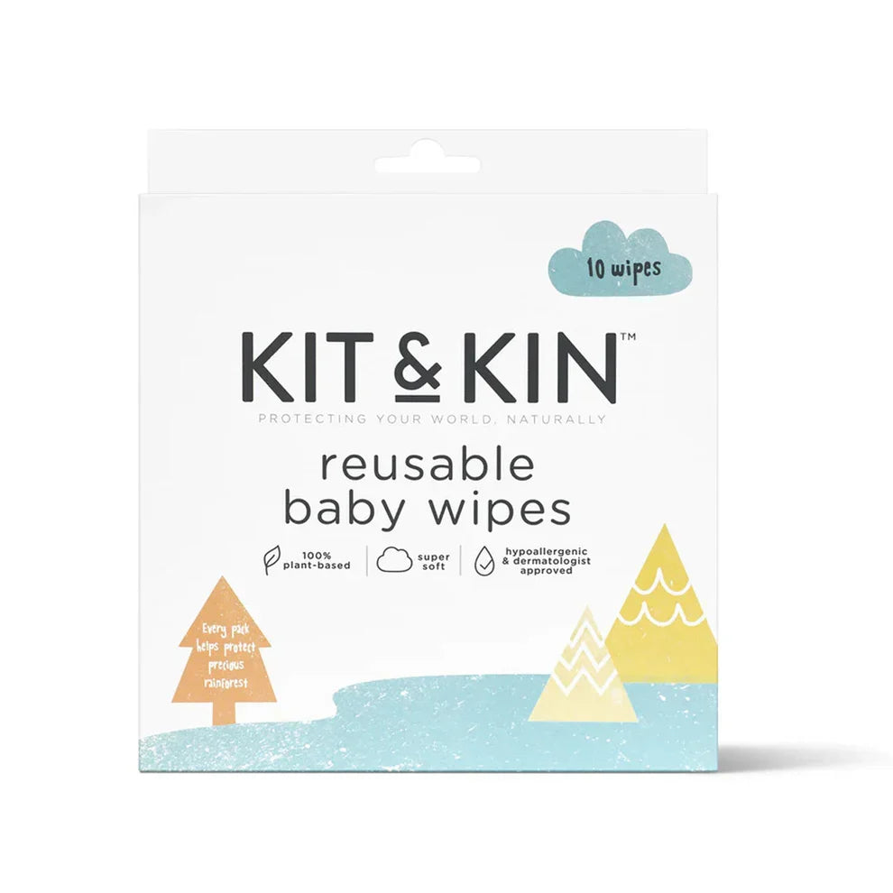 Kit & Kin genanvendelige babyservietter, pakke med 10 stykker