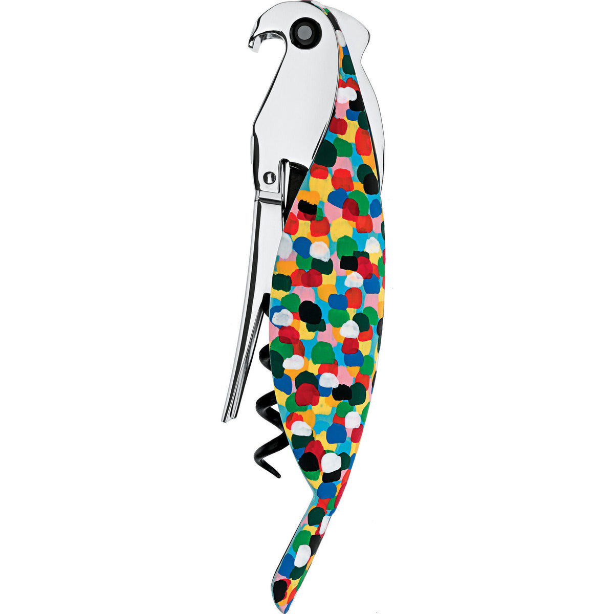 Alessi Parrot proptrækker i multifarver, der også fungerer som folieskærer og oplukker