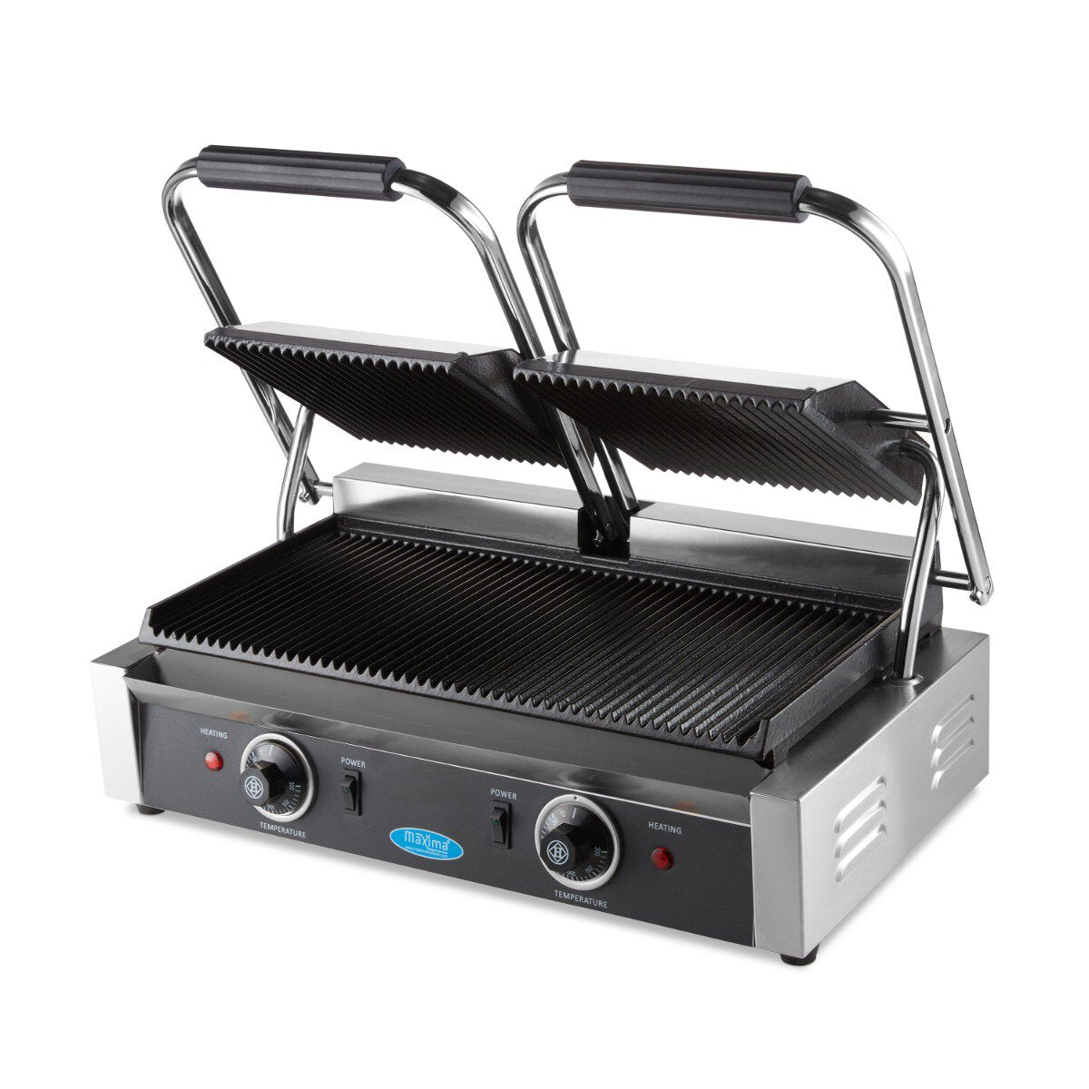 Maxima klemgrill med rillet dobbelt grillplade 2 x 22 cm