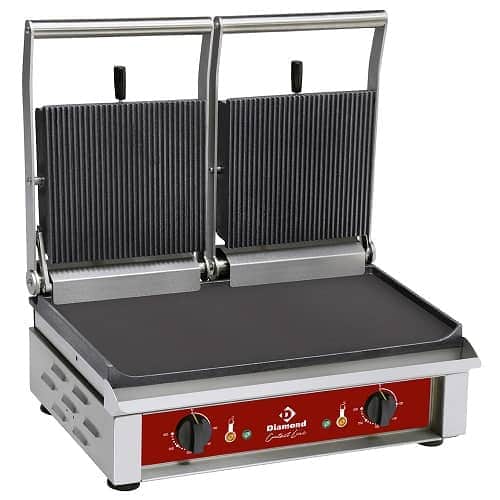 Dobbelt klemgrill fra Diamond catering, 600 bred x 385 dyb x 220 høj