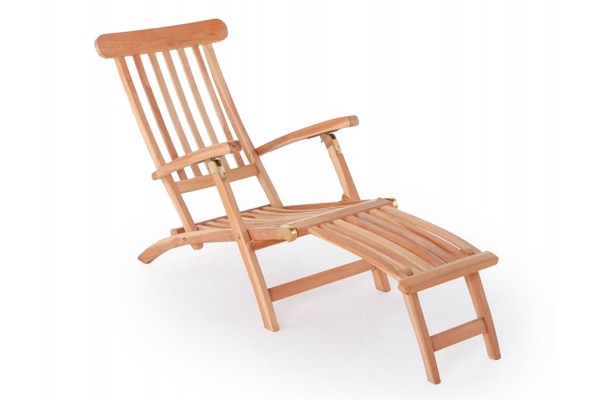 Køln dækstol i teak med messingbeslag fra Classic Teak