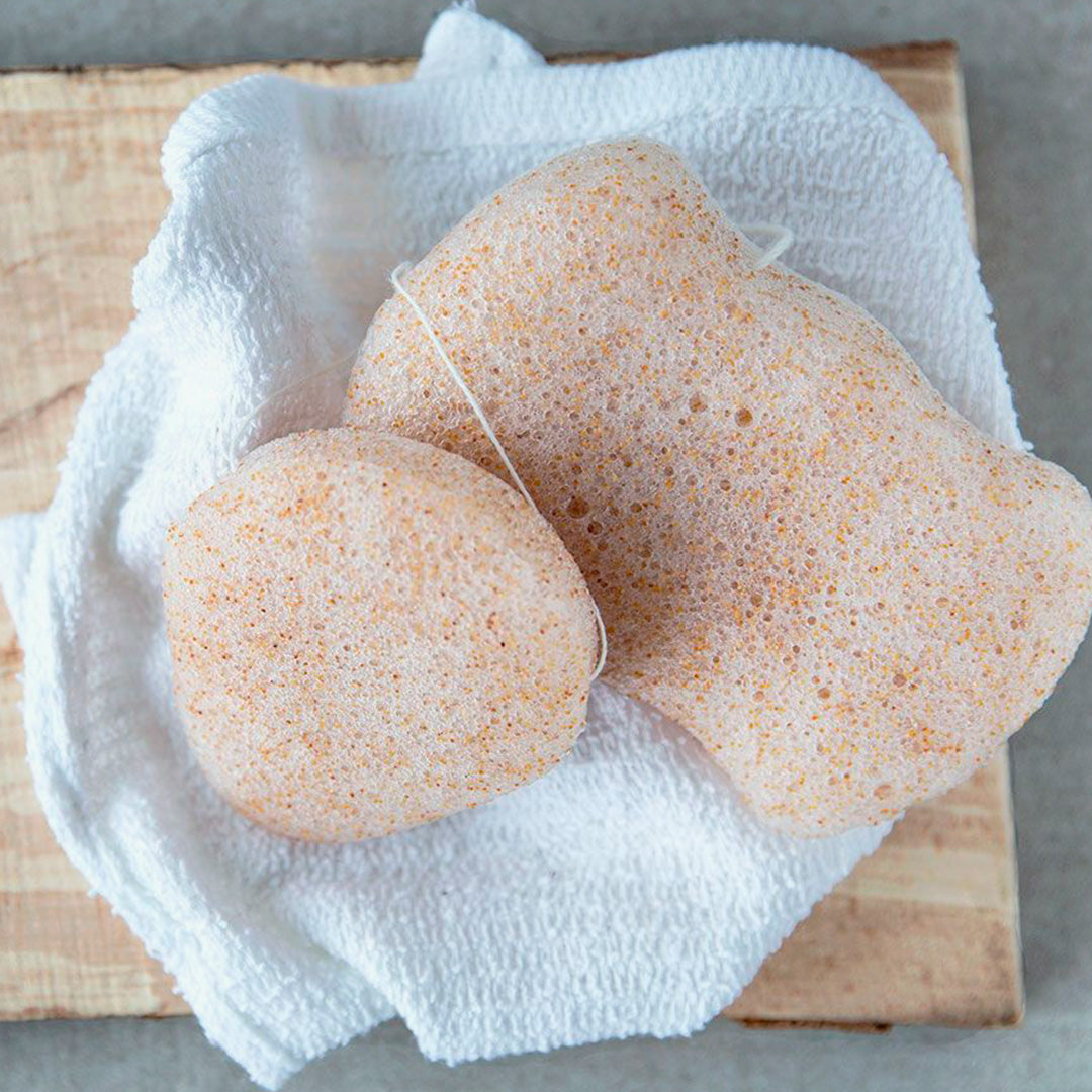 Organic Konjac Walnut Shell kropssvamp med knuste valnøddeskaller