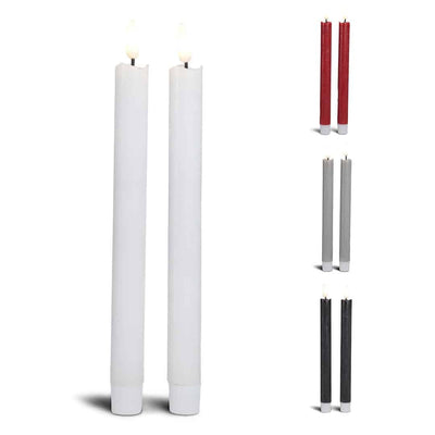 LED kronelys stearin - 2 stk. - 22,2 cm - m/3D flamme - (flere farver)