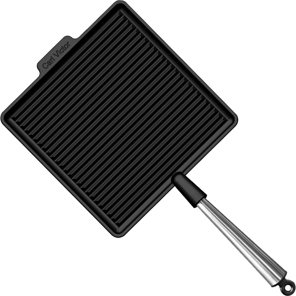 Firkantet Carl Victor grillpande i støbejern på 28 cm