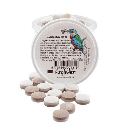Se Kingfischer Lakrids UFO Vegan 75g. ✔ Kæmpe udvalg i Kingfischer - Køb online på udsalg og tilbud lige nu ✔ Super billig fragt og lynhurtig levering - Varenummer: Helsegrossisten-24096 og 5707364001319 på lager - Udsalg på Mad & drikke > Bolcher > Lakrids & vingummi Store besparelser – op til 67% - Shop over 2.281 kendte mærker på udsalg