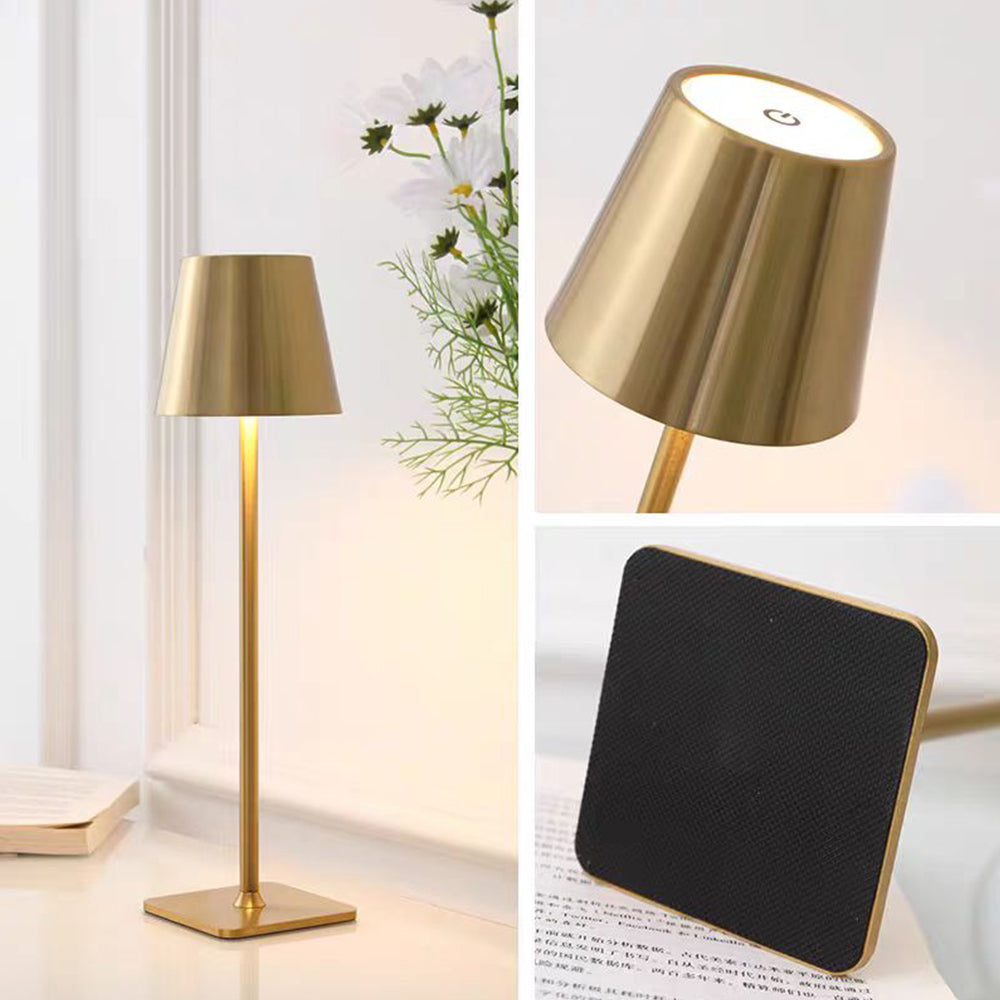 Sort LED bordlampe i smedejern og ABS med touch-funktion
