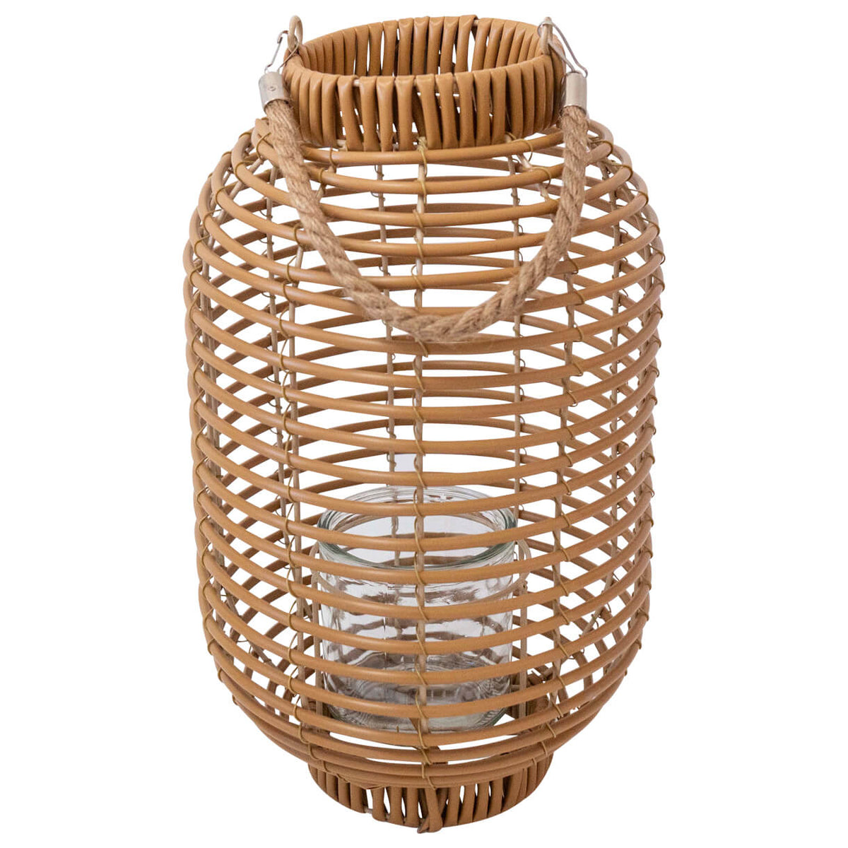 Stor naturfarvet Josephine lanterne i flettet polyrattan fra Naga