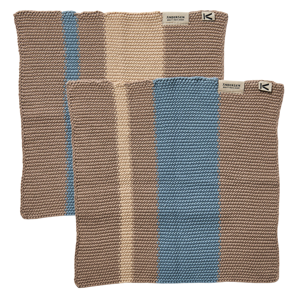 Andersen karklud i beige og blå, 27 x 27 cm, 2-pak