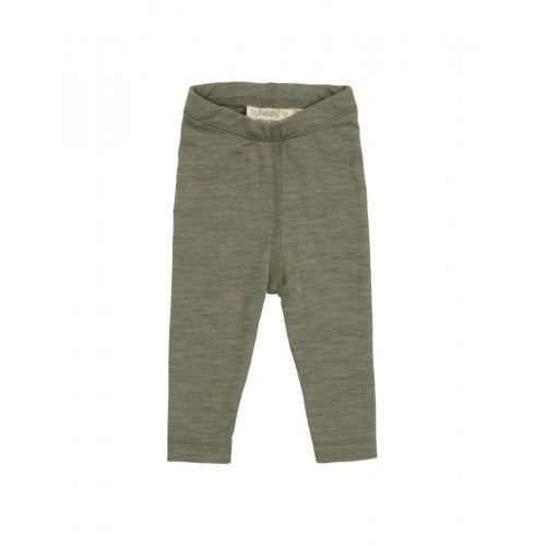 Byhappyme leggings i merino uld i farven Moss Melange, størrelse 98