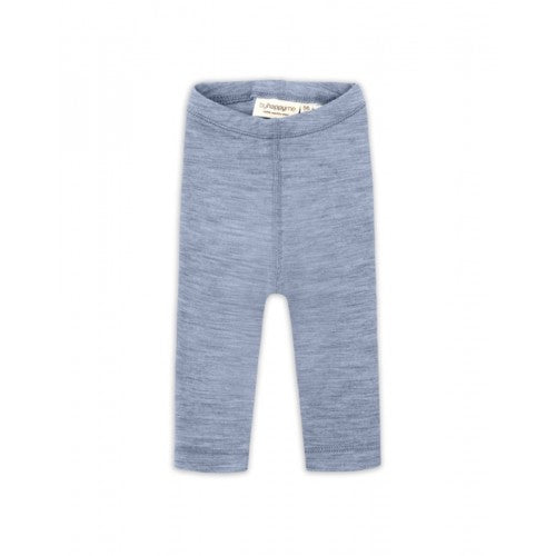Byhappyme leggings i 100 % merino uld, light blue melange, størrelse 62