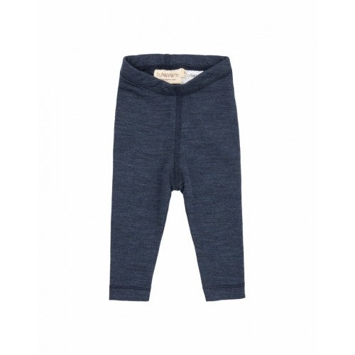 Byhappyme leggings i 100 % merino uld i navy melange, størrelse 74