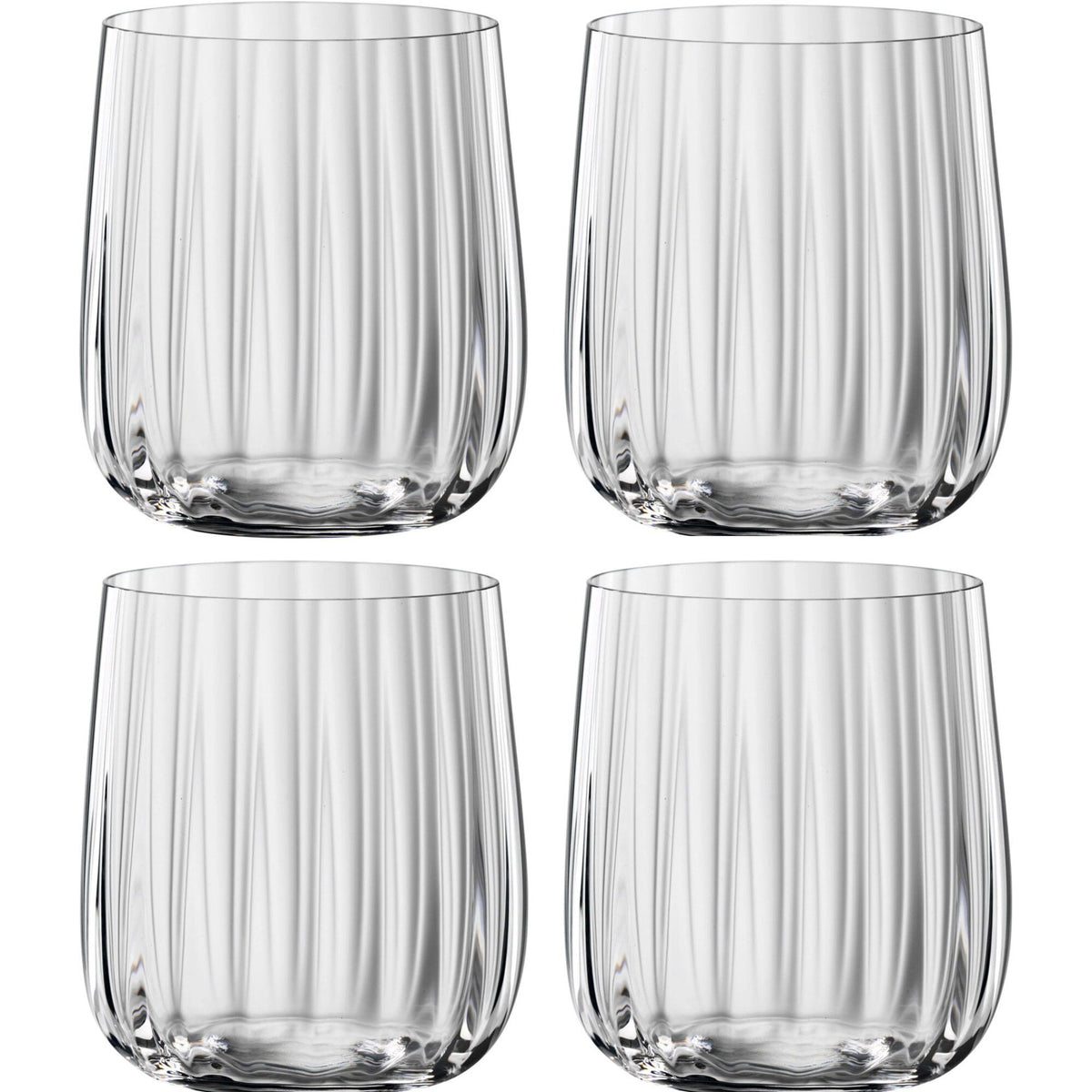 Spiegelau LifeStyle vandglas 34 cl i krystalglas med bølgede linjer, 4 stk.