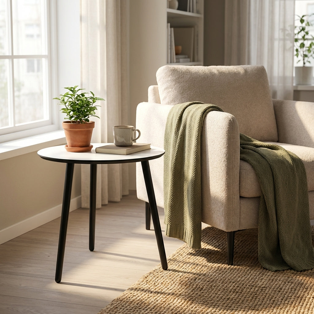 Se CT 20 - Sofabord i hvid laminat med sorte træben, vælg mellem 4 størrelser Højde 45 cm Rund ø 70 cm ❤ Kæmpe udvalg i 3-nordic - Køb online på udsalg og tilbud lige nu ❤ Billig fragt og hurtig levering - Varenummer: 3-nordic-328-2027 og barcode / Ean: på lager - Udsalg på Dagligstue - Sofaborde - Nordisk designs - enkelt, tidløst og elegant Spar helt op til 73% - Stort udsalg på over 739 brands