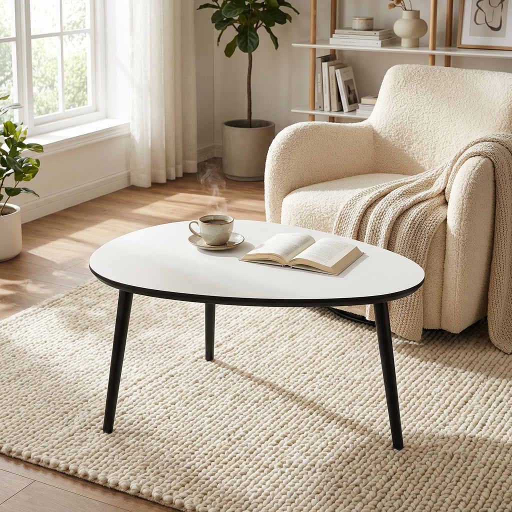 Se CT 20 - Dråbeformet sofabord i hvid laminat med sorte træben, vælg mellem 3 størrelser 74 x 55 cm Højde 40 cm ❤ Kæmpe udvalg i 3-nordic - Køb online på udsalg og tilbud lige nu ❤ Hurtig levering til lave fragtpriser - Varenummer: 3-nordic-330-2044 og barcode / Ean: på lager - Udsalg på Dagligstue - Sofaborde - Nordisk designs - enkelt, tidløst og elegant Få op til 63% i rabat - Shop udsalg fra mere end 1.798 mærker