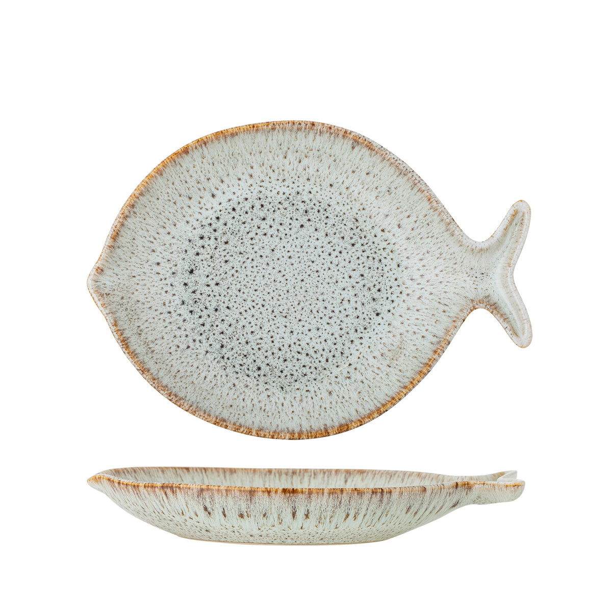 Fleur serveringsfad fra Creative Collection formet som en fisk i beige stentøj