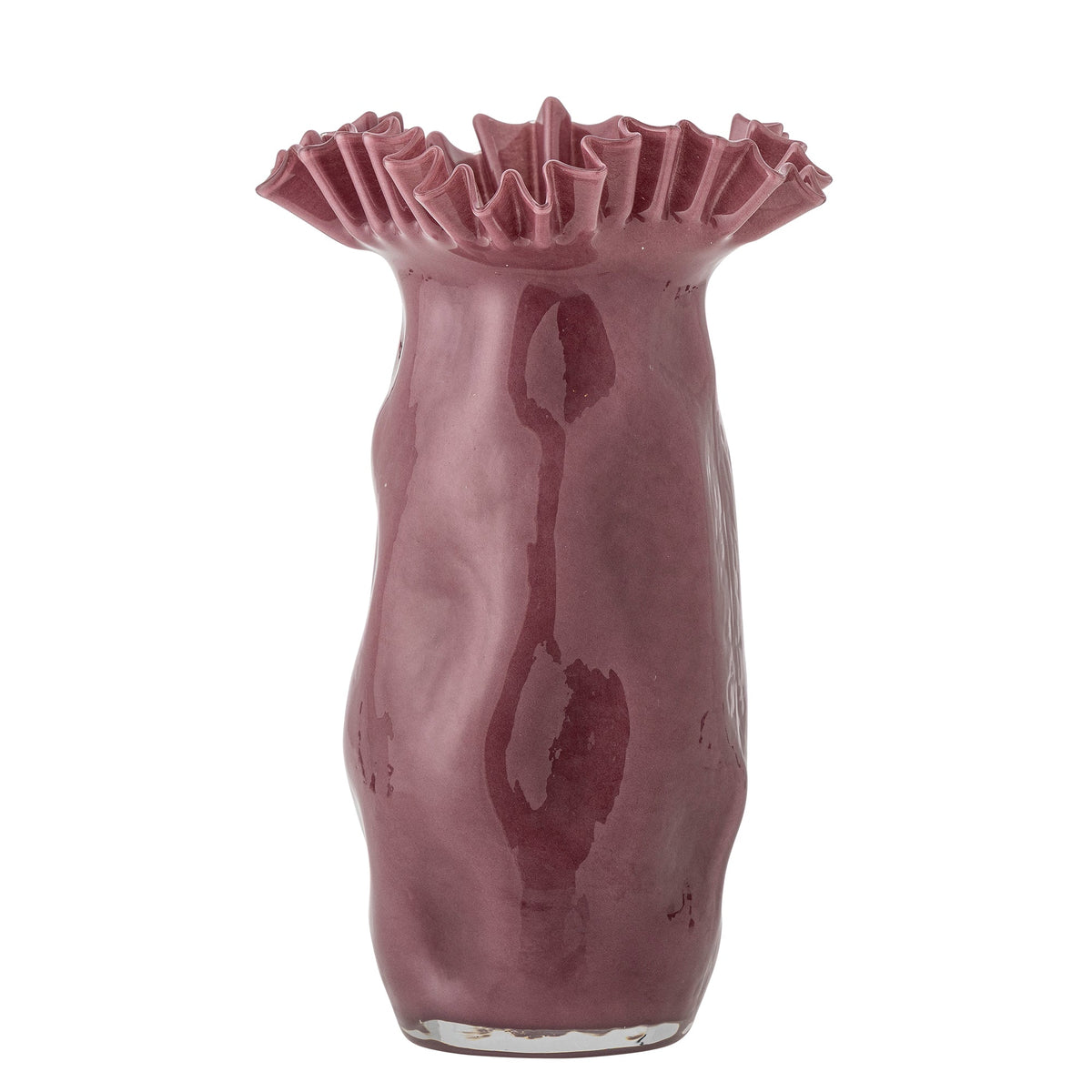 Sima vase fra Bloomingville i lilla glas med blød silhuet og bølget kant