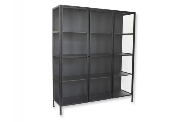 Lønstrup Vitrineskab i Metal - 135x40x160 cm - Sort