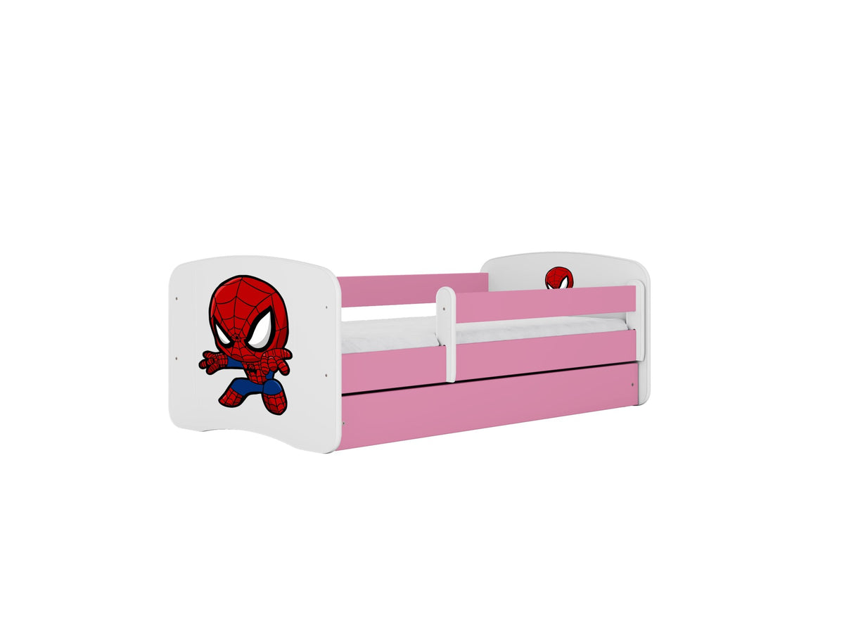 Kocot Kids Babydreams børneseng i pink Spiderman-design med skuffe og madras
