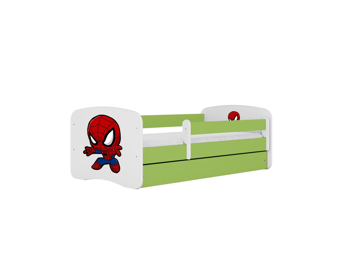 Grøn børneseng med Spiderman fra Kocot Kids Babydreams, uden skuffe
