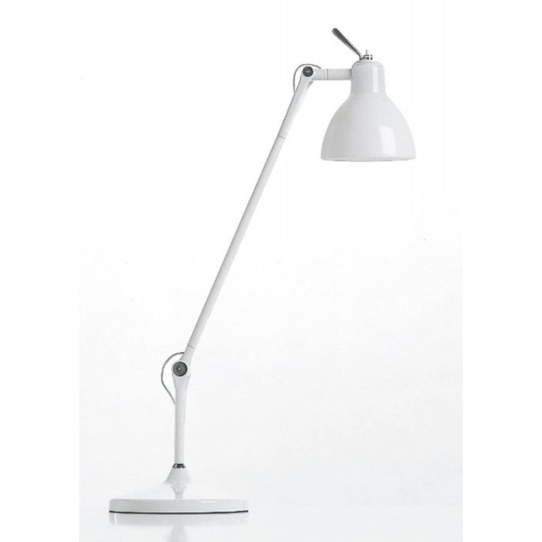 Luxy T1 bordlampe i mat hvid med blank hvid skærm fra Rotaliana