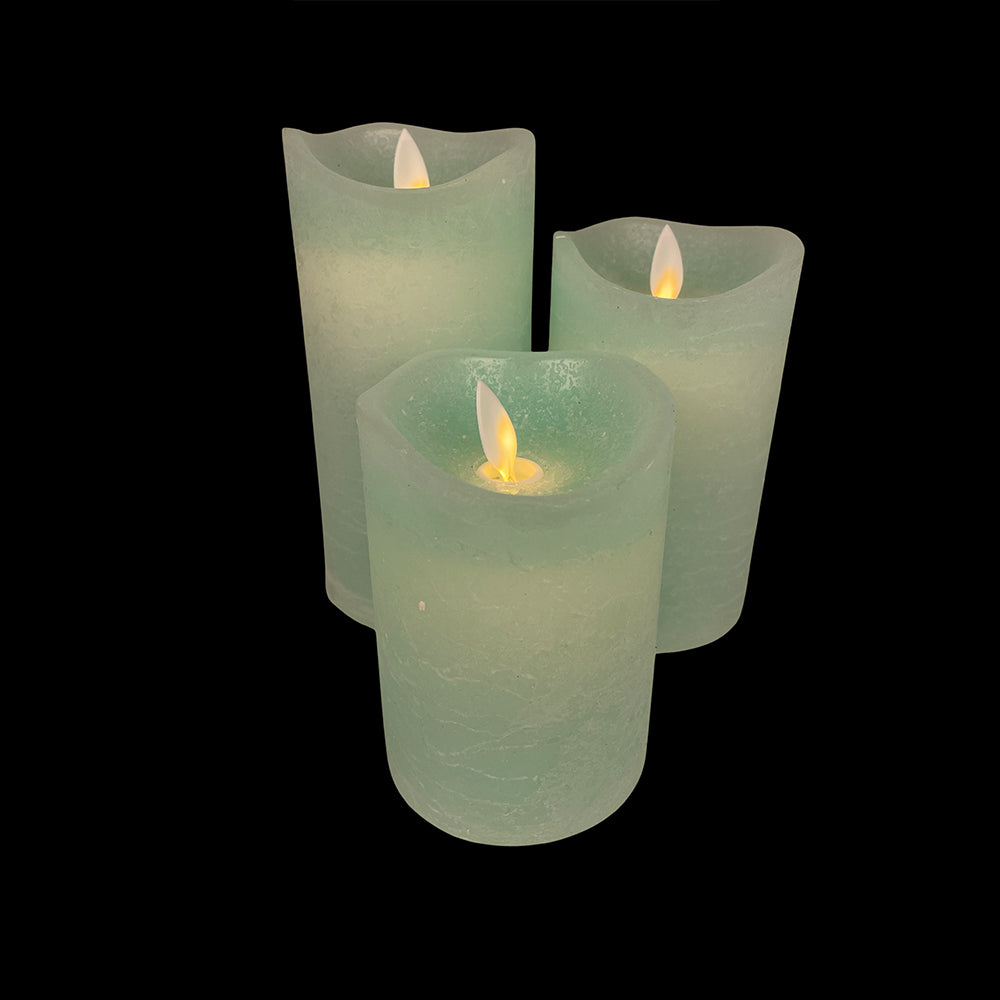Se LED blok stearinlys - RUSTIK - 3 stk. - 10/125/15 cm - m/3D flamme - (flere farver) - Lysegrøn ✔ Kæmpe udvalg i Satana - Køb online på udsalg og tilbud lige nu ✔ Lav fragtpris og hurtig levering - Varenummer: Satana-1161370 på lager - Udsalg på Juhldal > Store besparelser – op til 77% - Store besparelser på over 2.281 brands