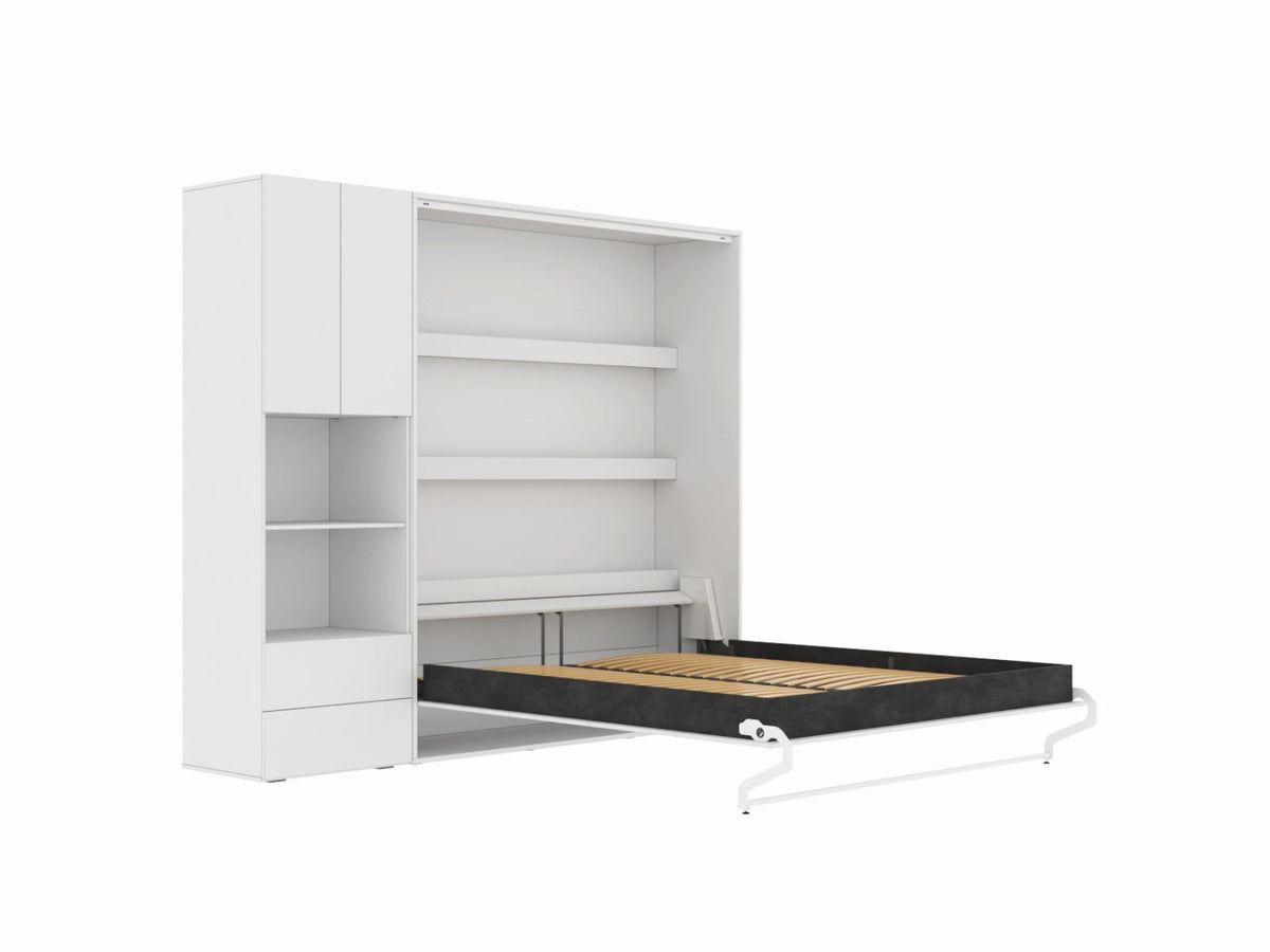 Højt hvidt M3 skab, 70 cm bredt, med grebsløs hvid front