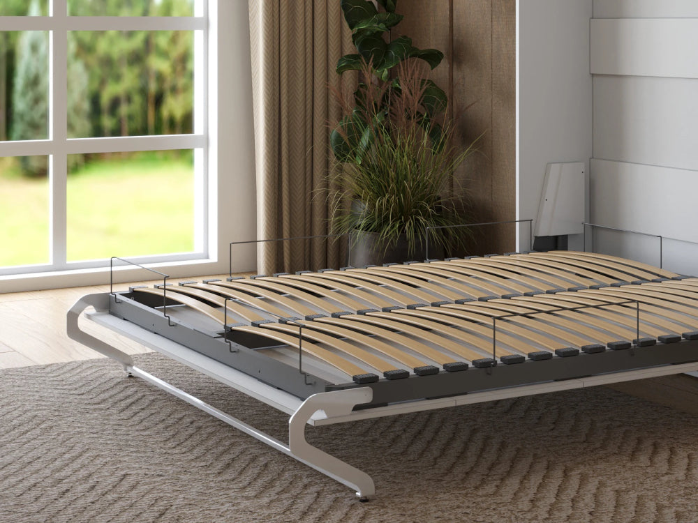 Hvid M3 skabsseng i høj model, 160x200 cm, med hvidt skab og hvid front