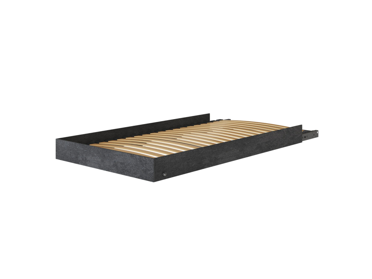Hvid M3 skabsseng i høj model, 100x200 cm, med hvidt skab og hvid front