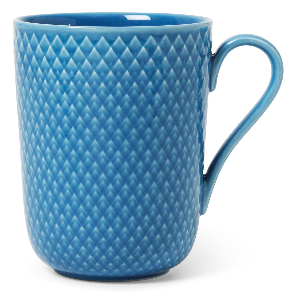 Blåt Lyngby Porcelæn Rhombe Color krus med hank, 33 cl