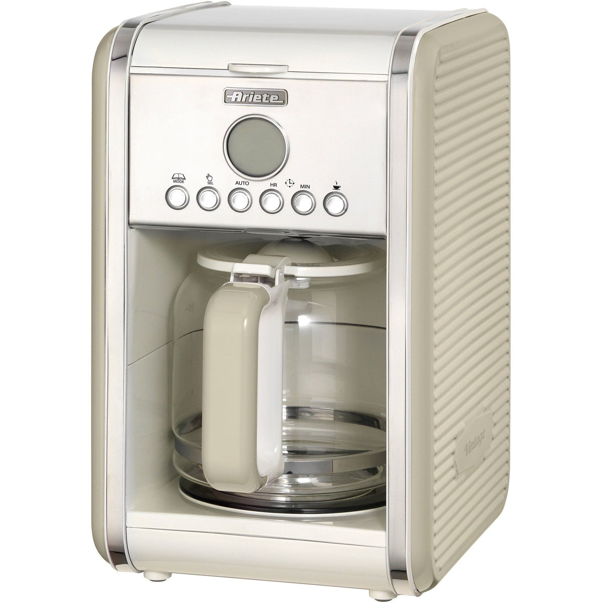 Beige Ariete kaffemaskine med glaskande
