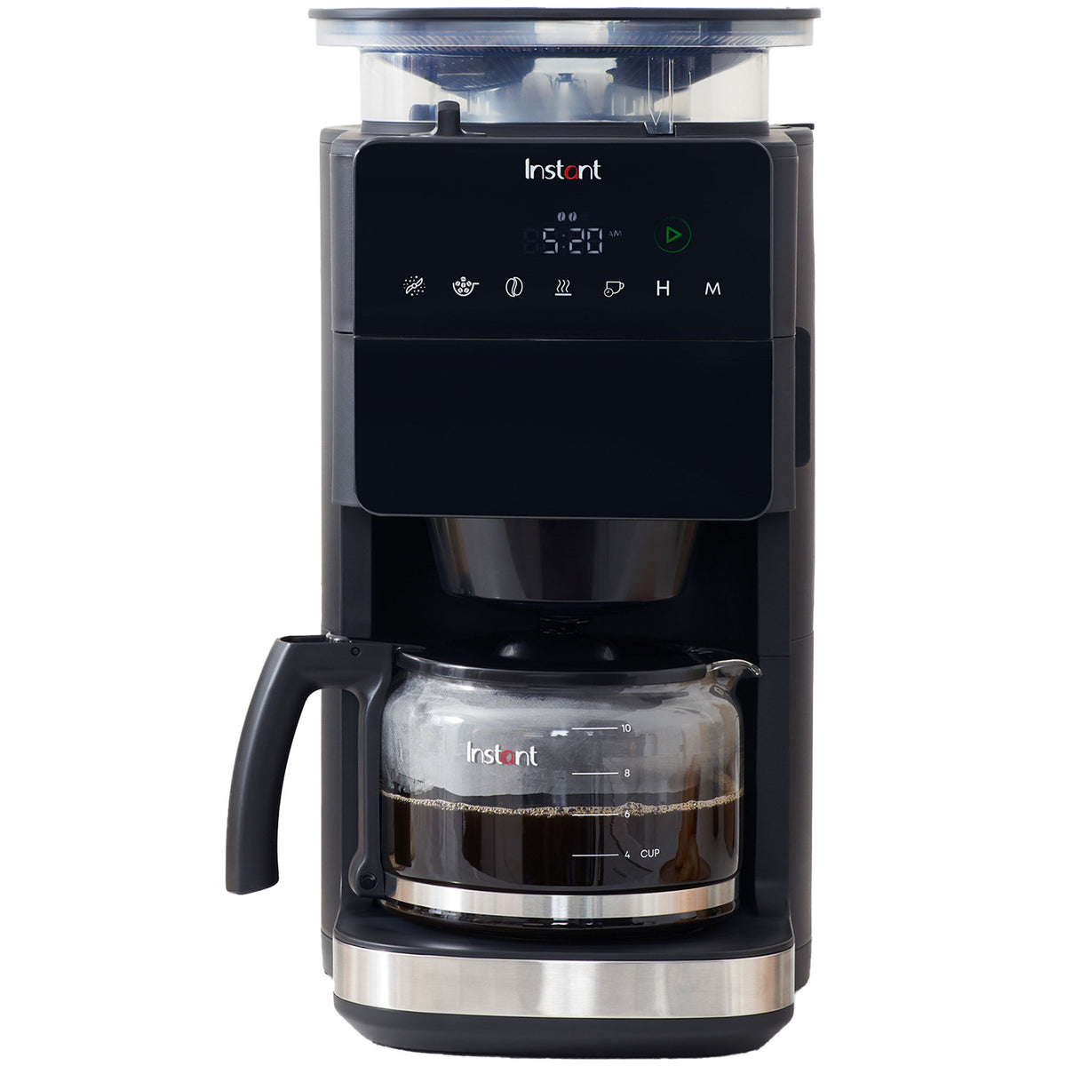 Sort Instant kaffemaskine med kværn og plads til op til 10 kopper