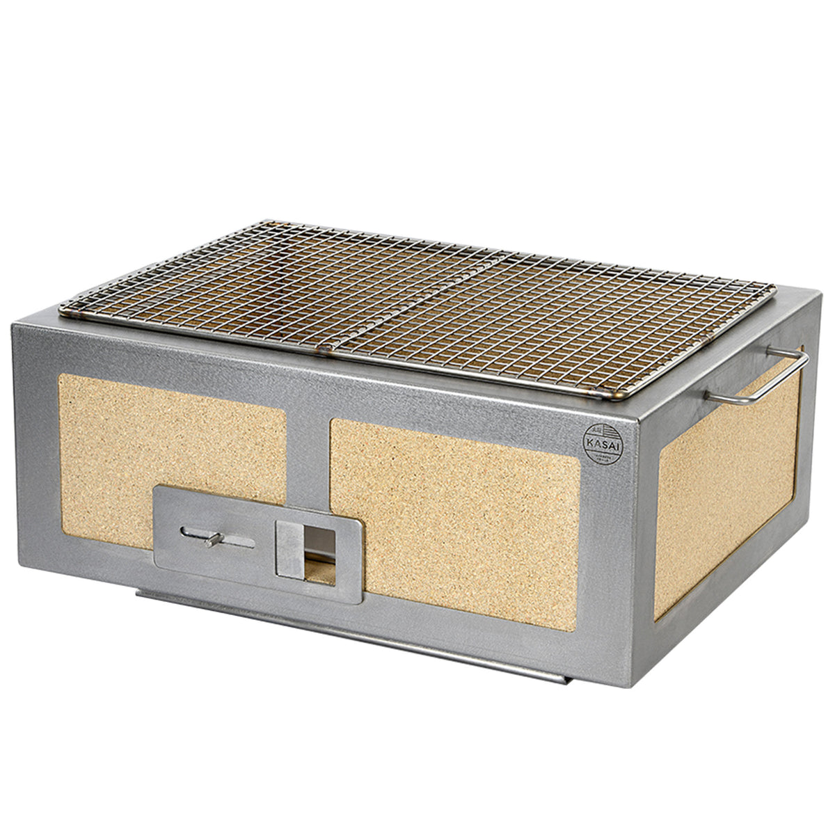 Kasai Konro Medium Wide V2 kulgrill med ramme i børstet rustfrit stål
