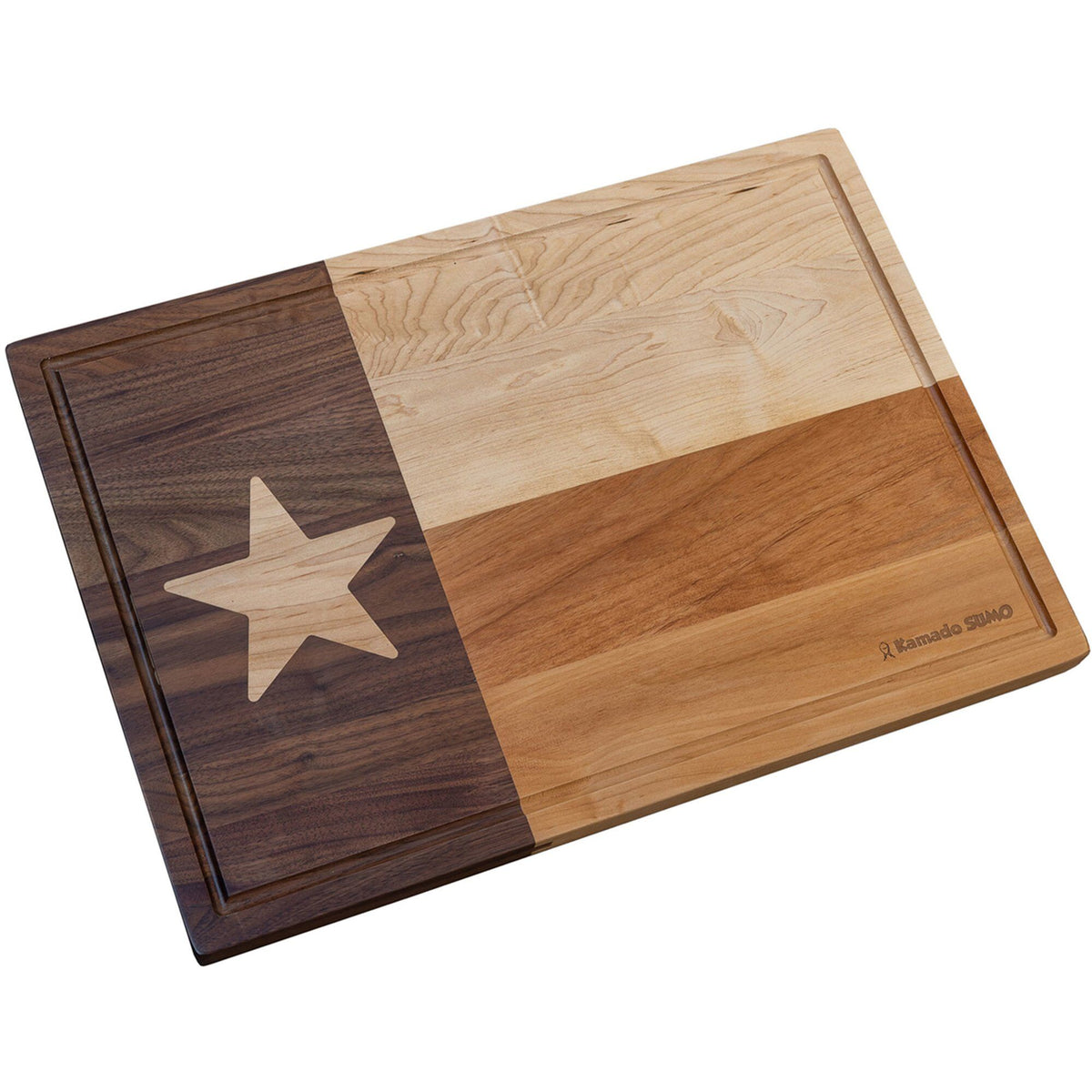 Kamado sumo Texas skærebræt i massivt træ, 51 x 36 x 3 cm